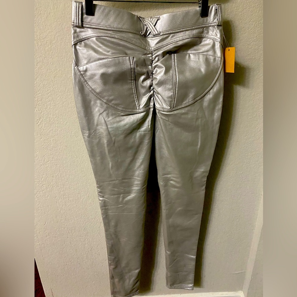 NEW Booty lifting silver vegan leather pants